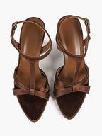 Velvet Mocha: Brown Satin Knotted Sandals for Warm Autumn/Winter Sophistication