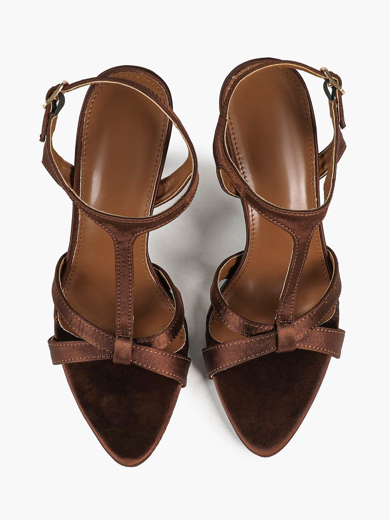 Velvet Mocha: Brown Satin Knotted Sandals for Warm Autumn/Winter Sophistication