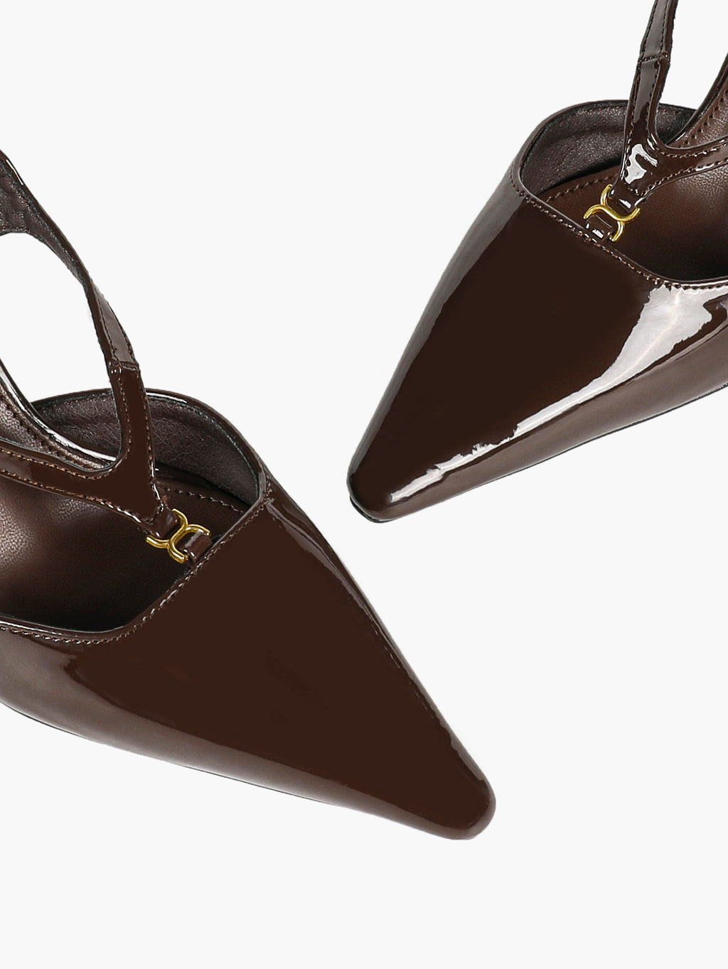 Slimming V-Strap Pumps - Chocolate Patent Heels for Delicate Foot Framing