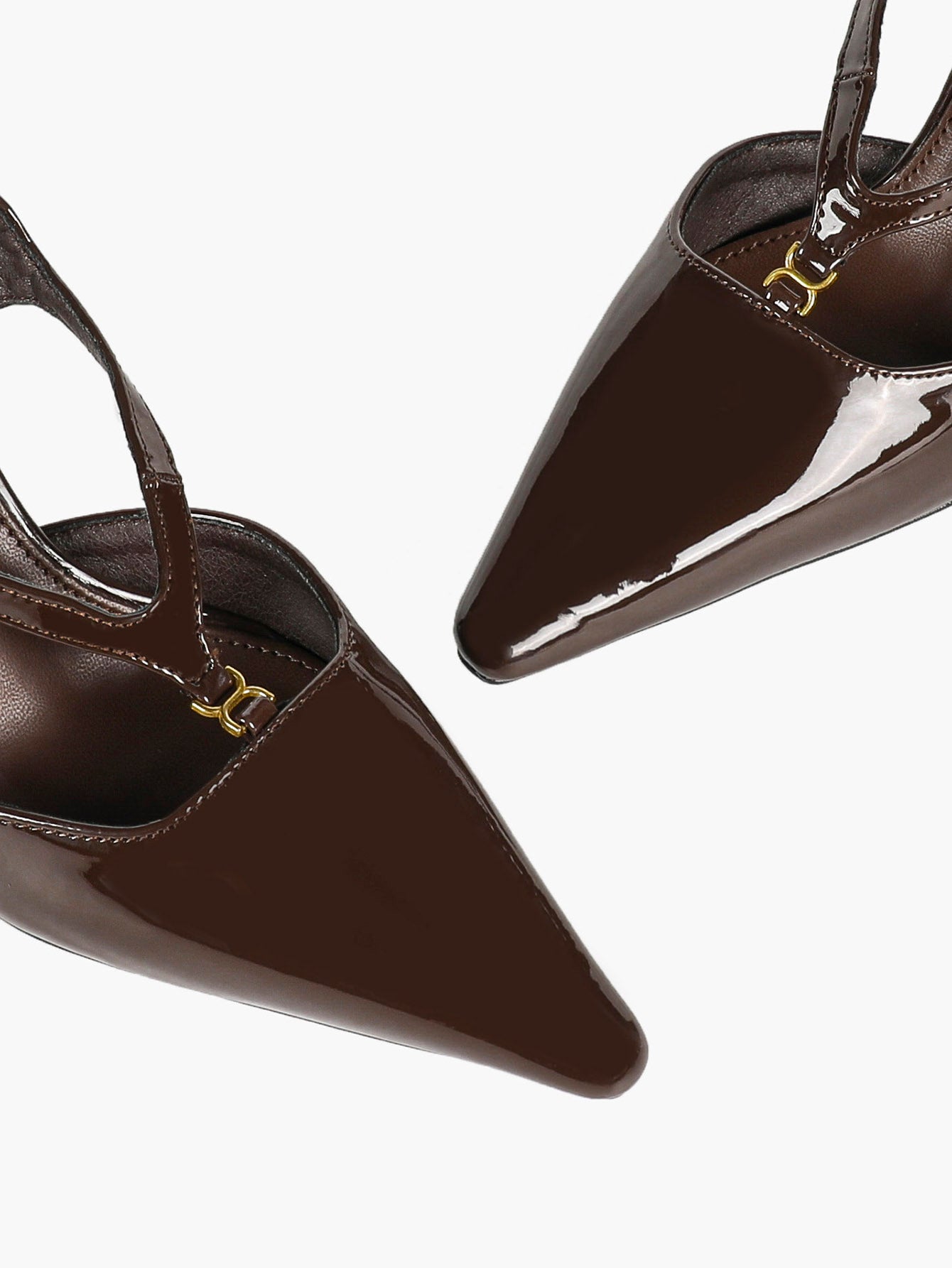 Slimming V-Strap Pumps - Chocolate Patent Heels for Delicate Foot Framing
