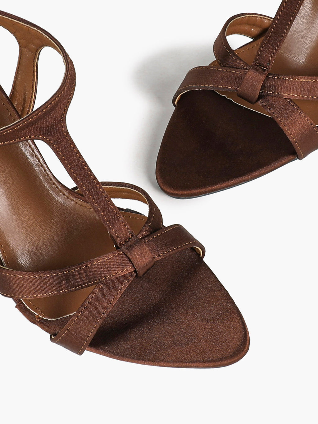 Velvet Mocha: Brown Satin Knotted Sandals for Warm Autumn/Winter Sophistication