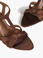 Velvet Mocha: Brown Satin Knotted Sandals for Warm Autumn/Winter Sophistication