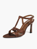 Velvet Mocha: Brown Satin Knotted Sandals for Warm Autumn/Winter Sophistication