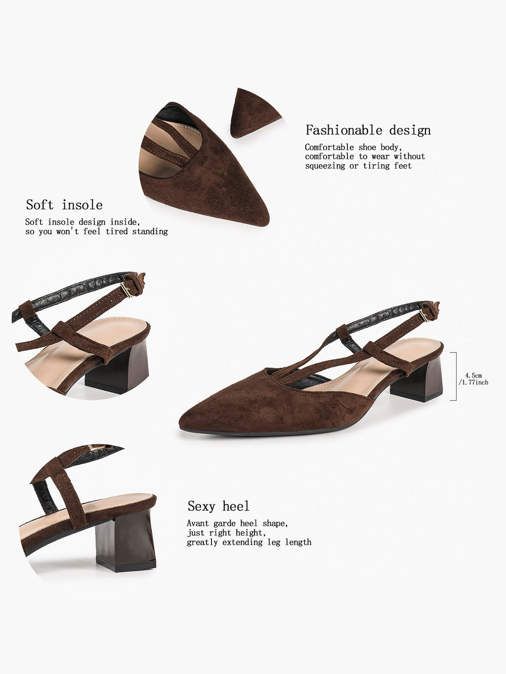Red Patent V-Strap Slingback Heels with Pointed Toe and Low Block Heel