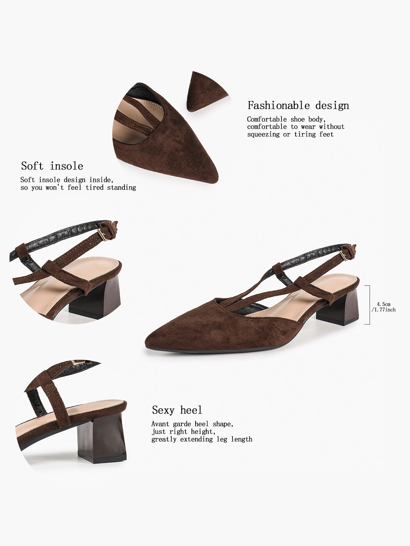 Red Patent V-Strap Slingback Heels with Pointed Toe and Low Block Heel