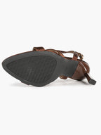 Velvet Mocha: Brown Satin Knotted Sandals for Warm Autumn/Winter Sophistication