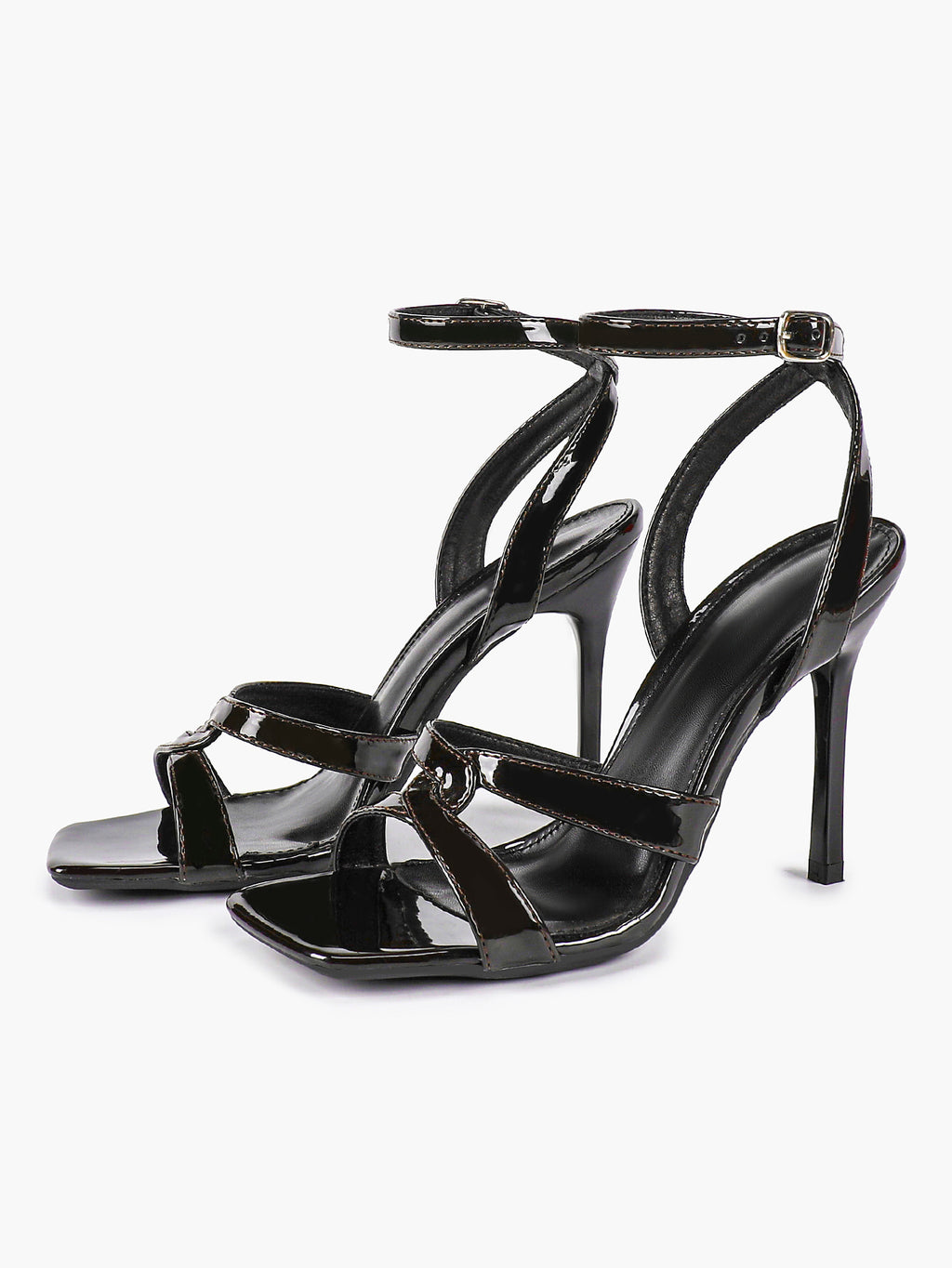 Silver Metallic Cross Strap Ankle Strap Heeled Sandals Stiletto Pumps  Evening Party