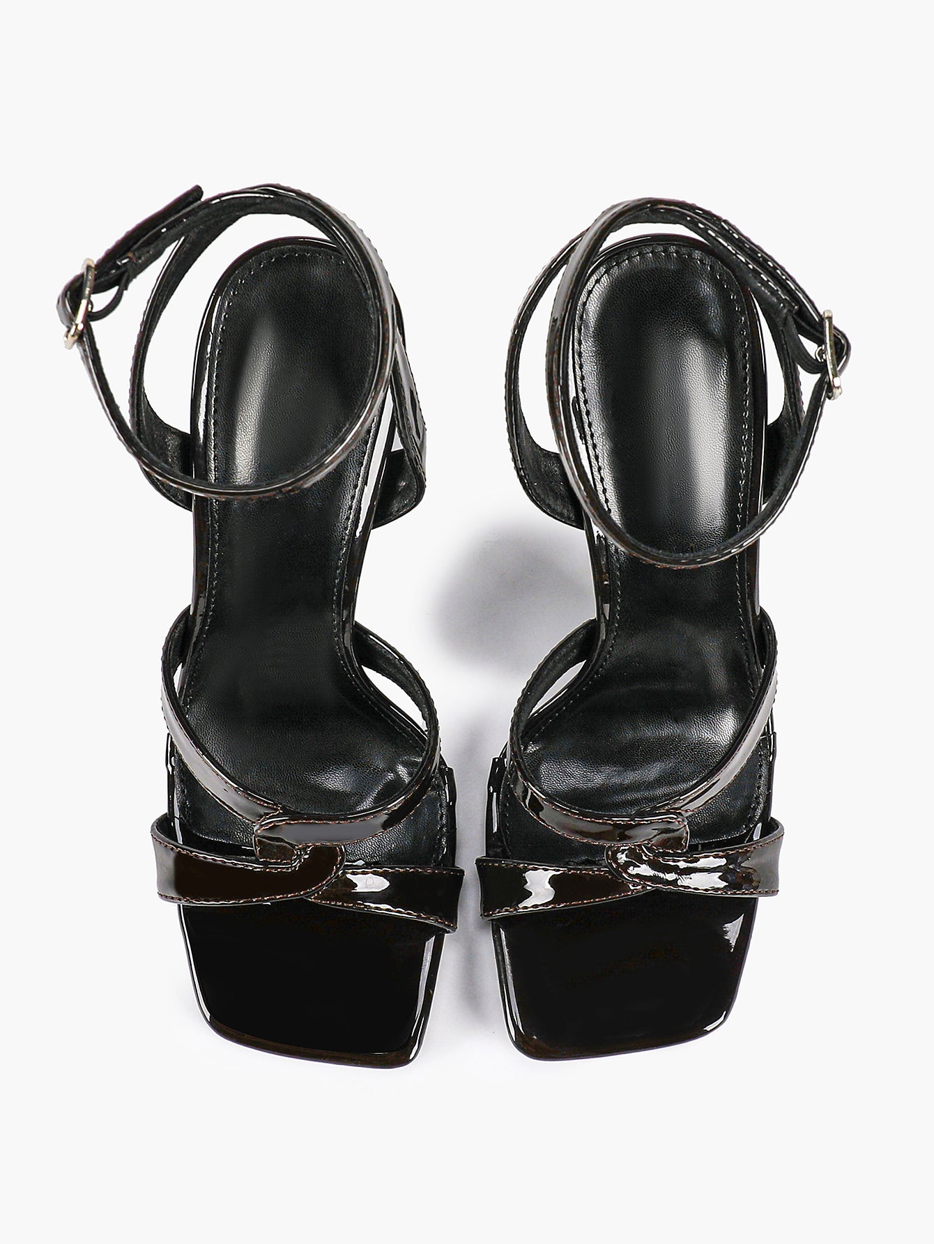 Silver Metallic Cross Strap Ankle Strap Heeled Sandals Stiletto Pumps  Evening Party
