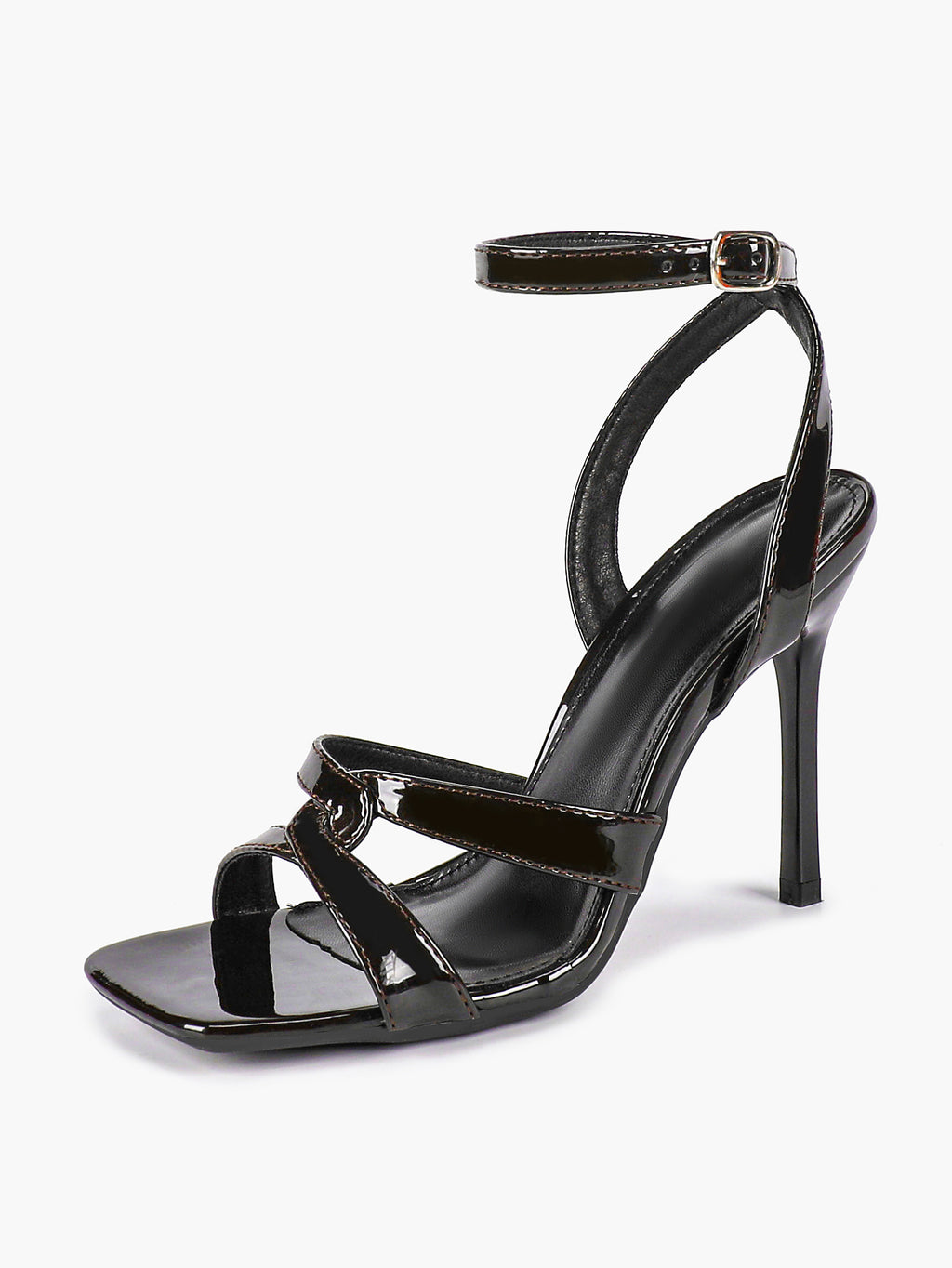 Silver Metallic Cross Strap Ankle Strap Heeled Sandals Stiletto Pumps  Evening Party