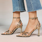 Crisscross Strappy Ankle Strap Metallic Silver Stiletto Sandals Party Date Night
