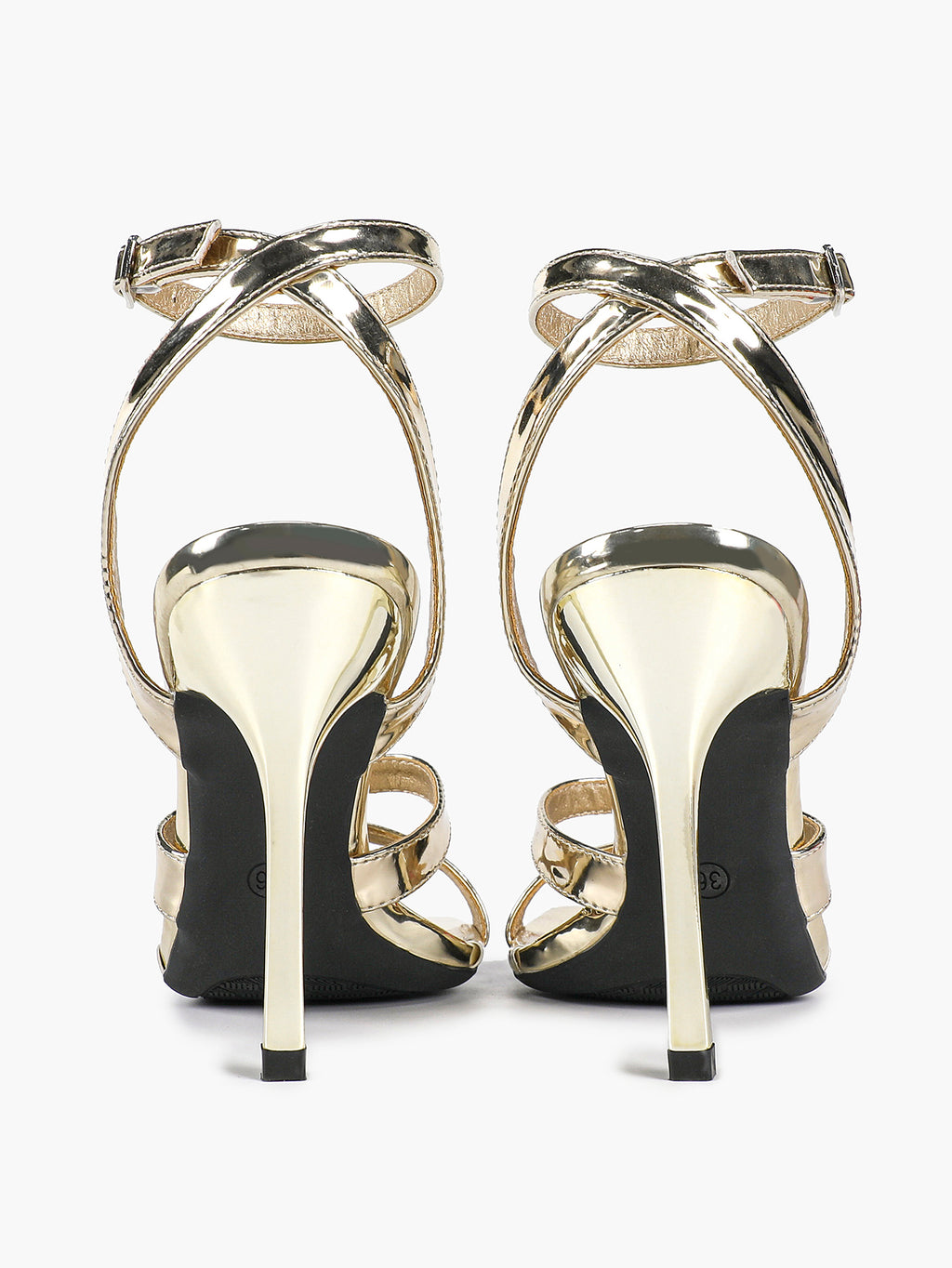 Silver Metallic Cross Strap Ankle Strap Heeled Sandals Stiletto Pumps  Evening Party