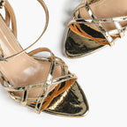Crisscross Strappy Ankle Strap Metallic Silver Stiletto Sandals Party Date Night