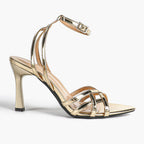 Crisscross Strappy Ankle Strap Metallic Silver Stiletto Sandals Party Date Night