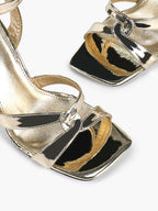 Silver Metallic Cross Strap Ankle Strap Heeled Sandals Stiletto Pumps  Evening Party