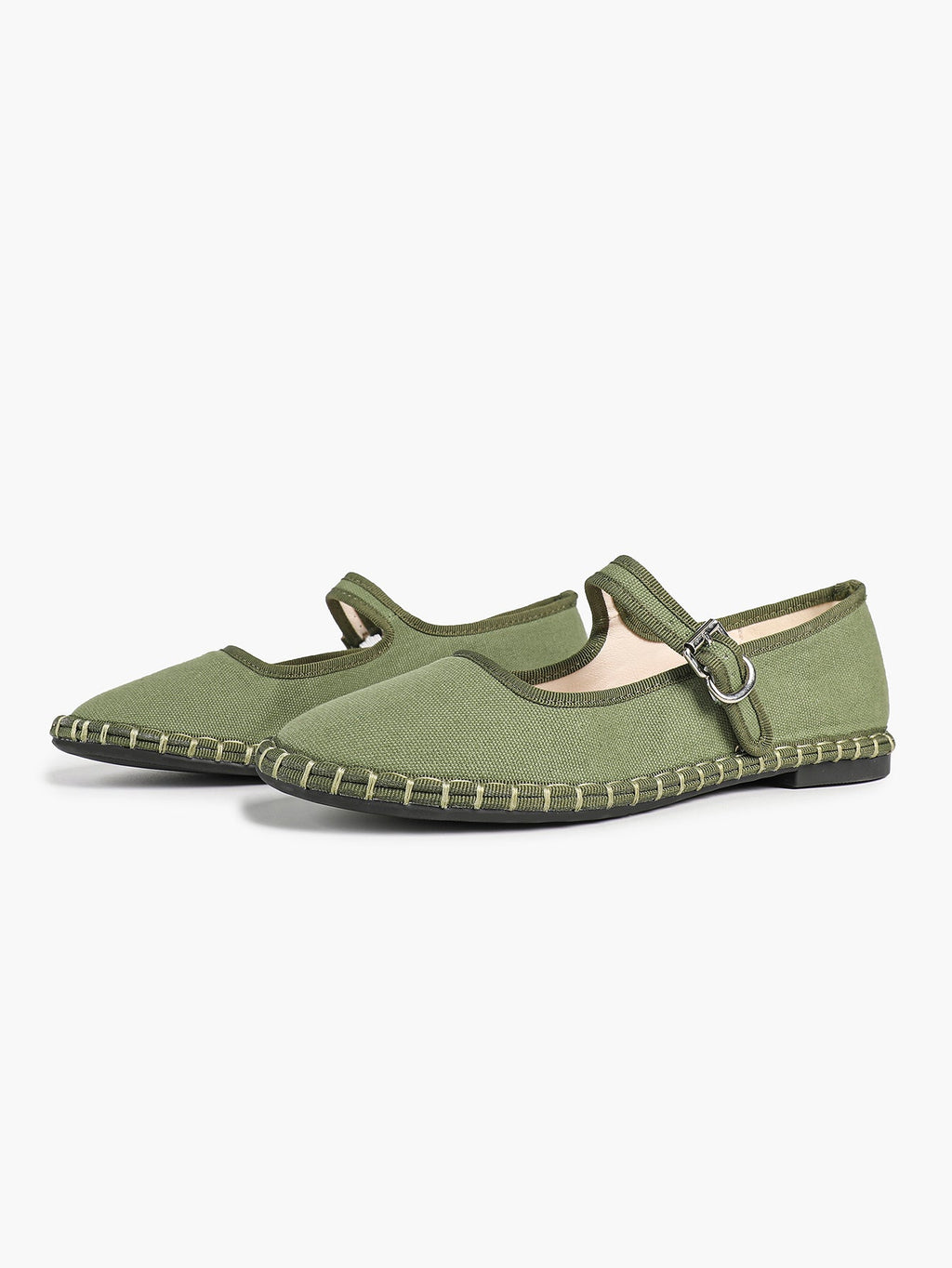 Women's Woven Mary Jane Flats Brown Trim Slip On Shoes Vacation Dailywear Shoes ISHIFIVAN
