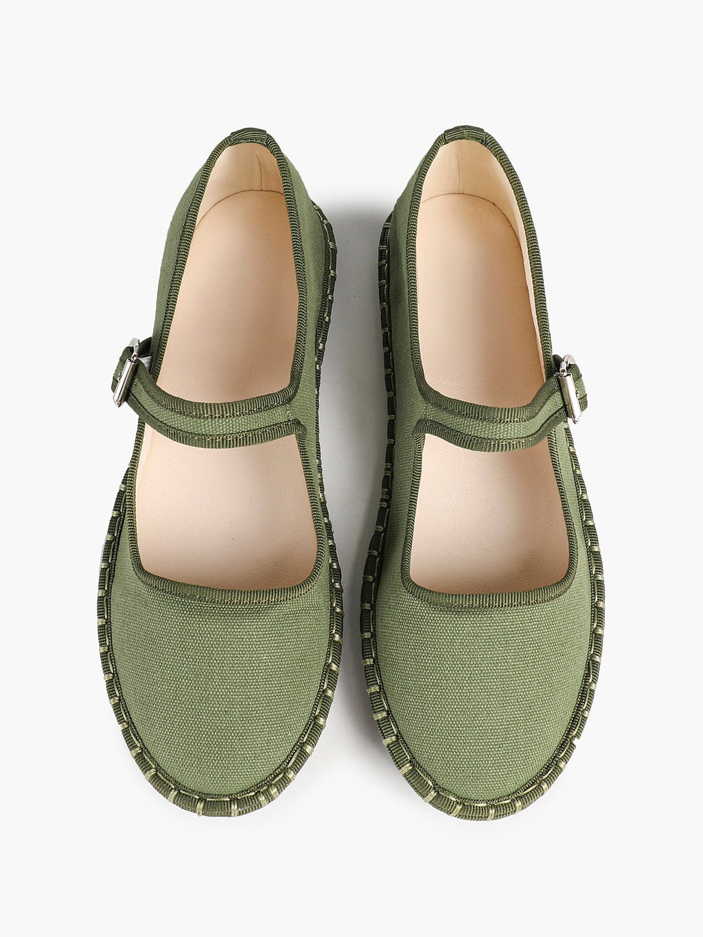 Women's Woven Mary Jane Flats Brown Trim Slip On Shoes Vacation Dailywear Shoes ISHIFIVAN