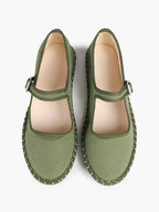 Women's Woven Mary Jane Flats Brown Trim Slip On Shoes Vacation Dailywear Shoes ISHIFIVAN
