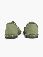 Women's Woven Mary Jane Flats Brown Trim Slip On Shoes Vacation Dailywear Shoes ISHIFIVAN
