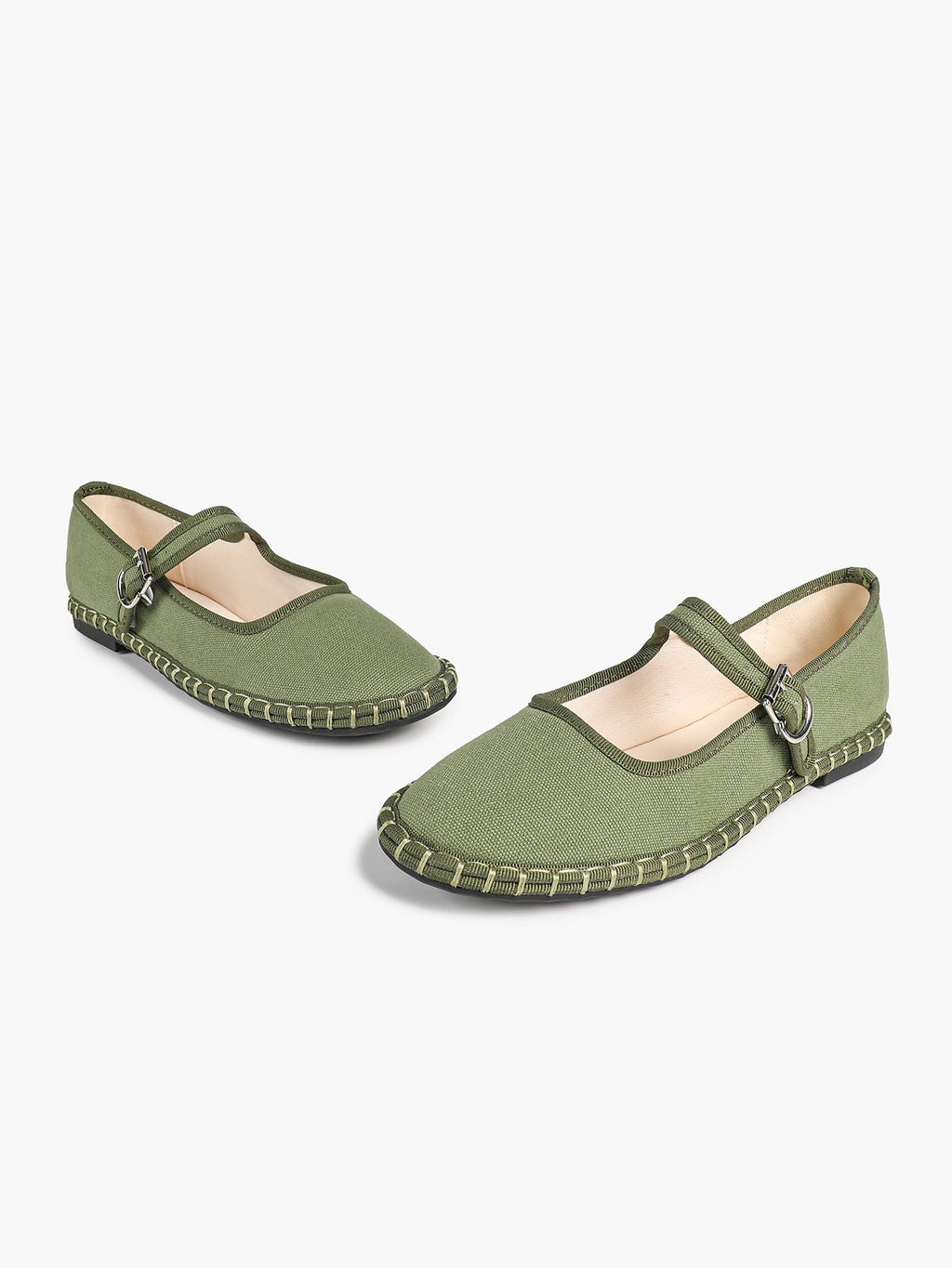 Women's Woven Mary Jane Flats Brown Trim Slip On Shoes Vacation Dailywear Shoes ISHIFIVAN