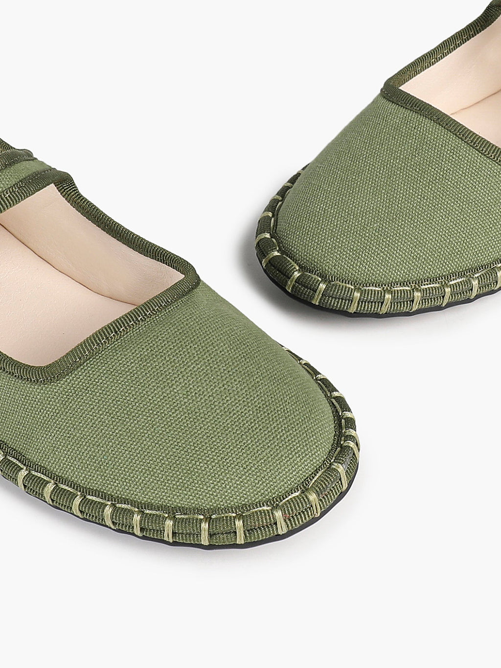 Women's Woven Mary Jane Flats Brown Trim Slip On Shoes Vacation Dailywear Shoes ISHIFIVAN