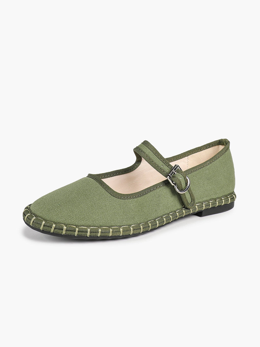 Women's Woven Mary Jane Flats Brown Trim Slip On Shoes Vacation Dailywear Shoes ISHIFIVAN