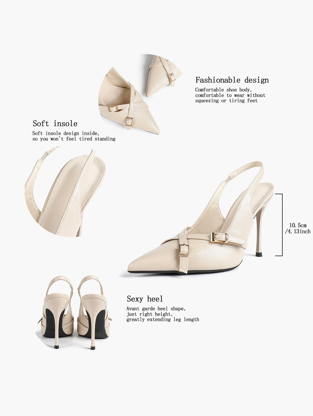 Women's Buckle Accent Pointed Toe Pumps Heels - Party Date Night Heels