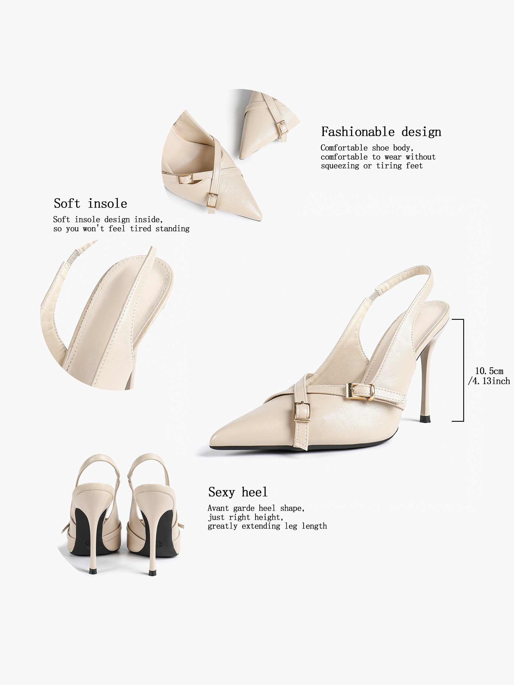 Women's Buckle Accent Pointed Toe Pumps Heels - Party Date Night Heels
