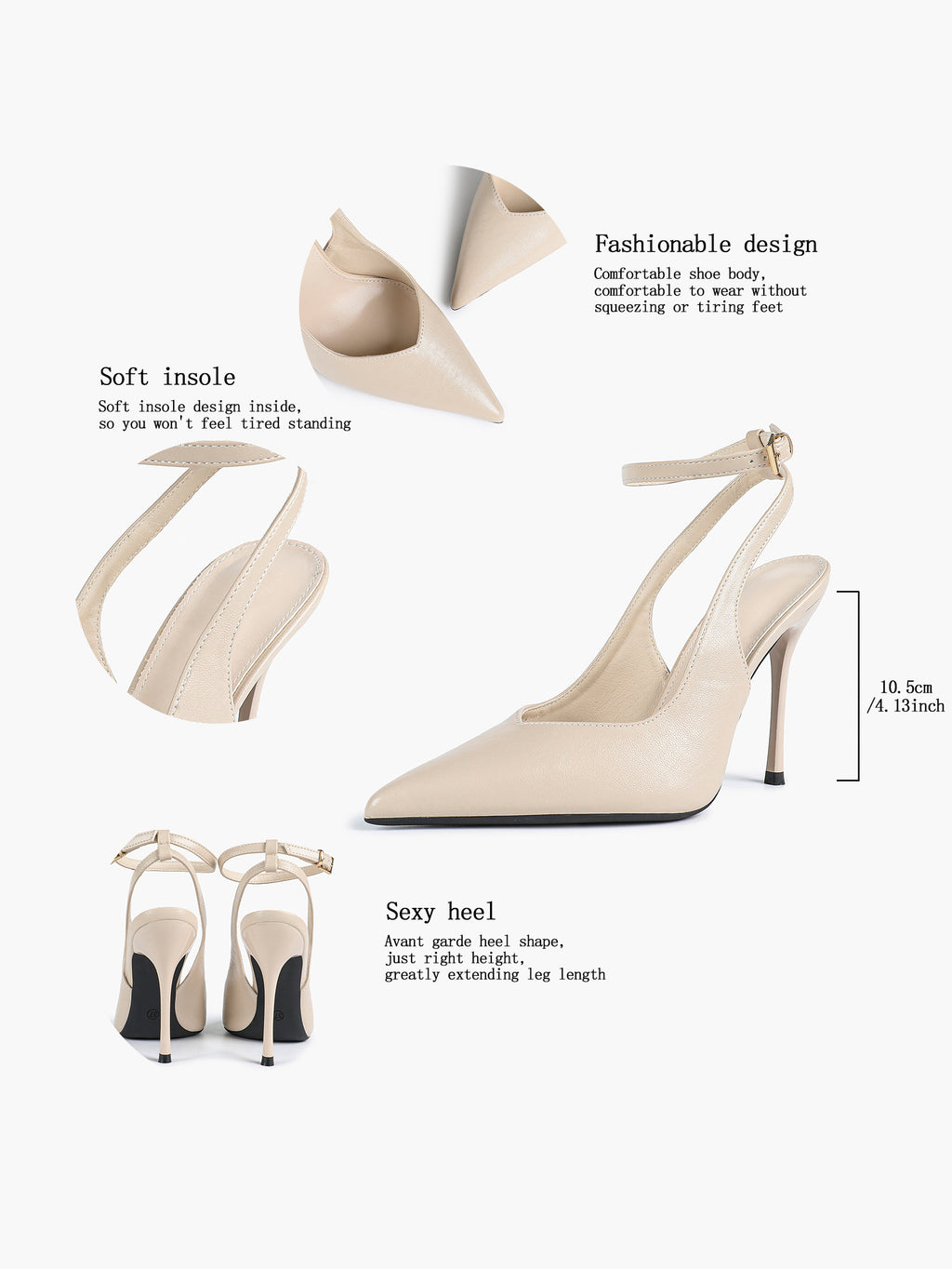Pointed Toe Ankle Strap Classic Heels – Office Evening Pumps