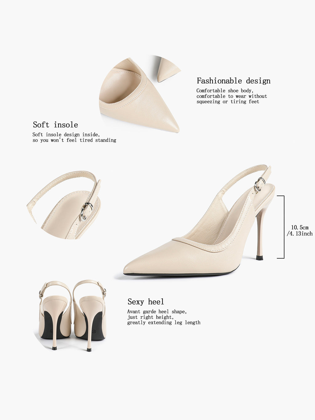 Glossy Patent Slingback Heels | Pointed Toe Formal Heels
