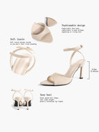 Open Toe Single Band Ankle Strap Heels Adjustable Sandals for Summer Date