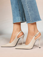 Glossy Patent Slingback Heels | Pointed Toe Formal Heels