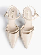 Double Strap Slingback Pointed Toe Stiletto Heels - Mary Jane Style Pumps