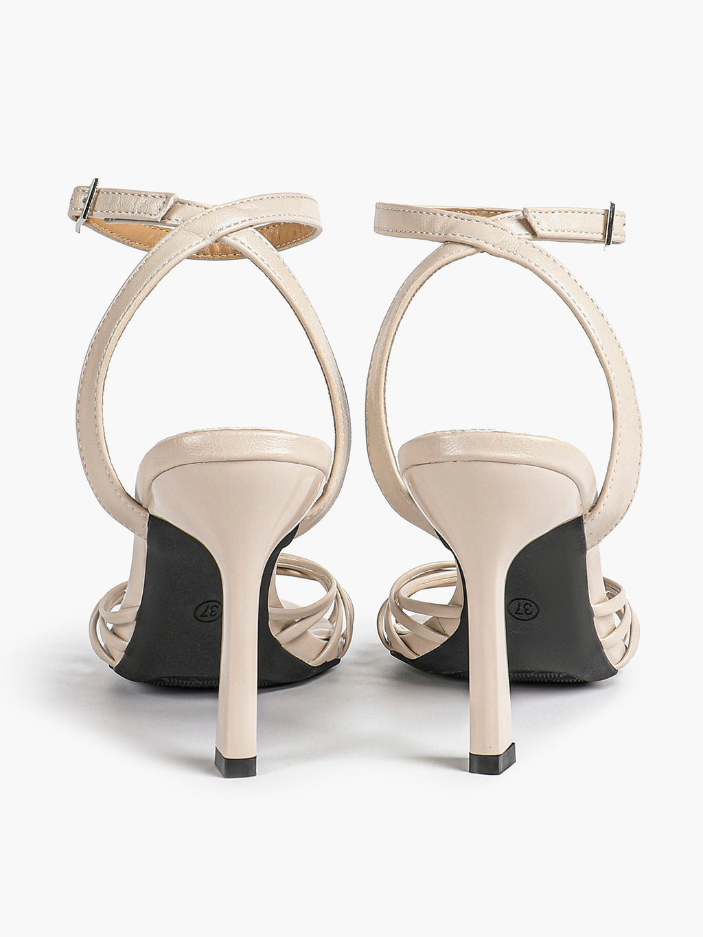 Gold Metallic Knotted Multi-Strap Open Toe Ankle Strap High Heel Sandals
