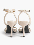 Gold Metallic Knotted Multi-Strap Open Toe Ankle Strap High Heel Sandals
