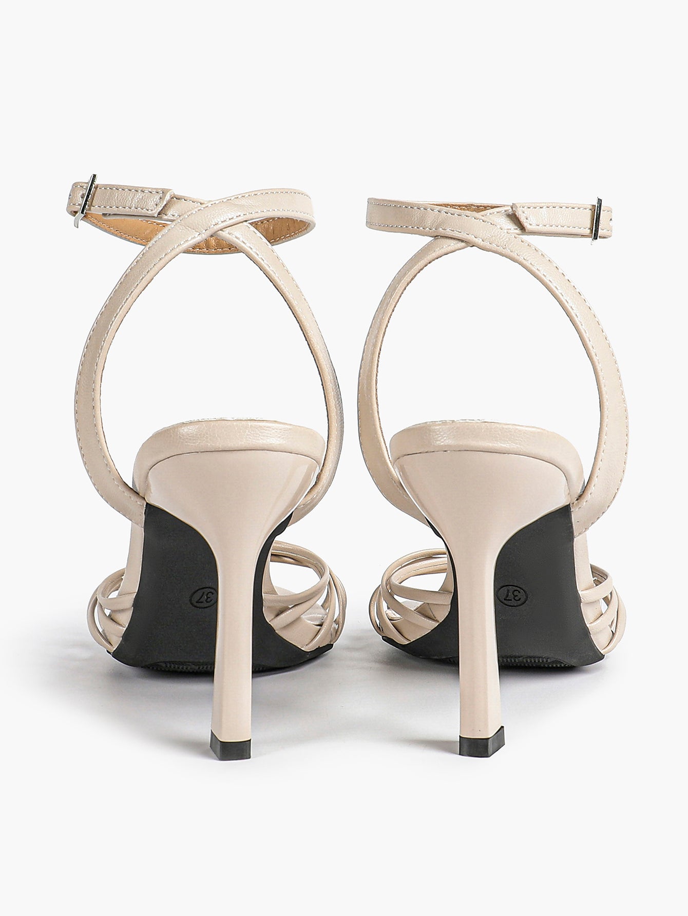 Gold Metallic Knotted Multi-Strap Open Toe Ankle Strap High Heel Sandals