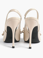 Pointed Toe Bow Detail Slingback Heels - Office Formal Evening Pumps