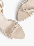 Gold Metallic Knotted Multi-Strap Open Toe Ankle Strap High Heel Sandals
