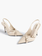 Women's Buckle Accent Pointed Toe Pumps Heels - Party Date Night Heels