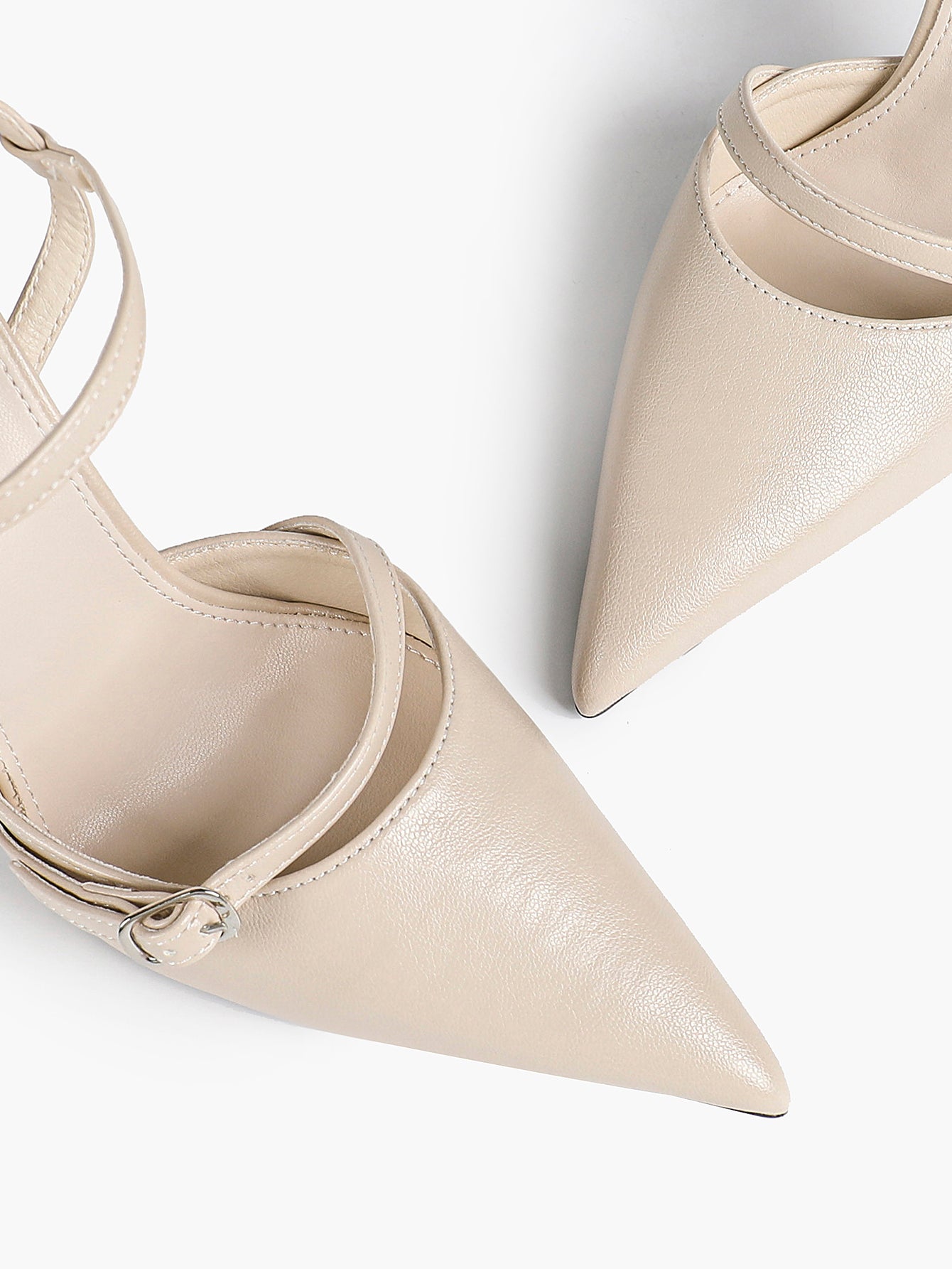 Double Strap Slingback Pointed Toe Stiletto Heels - Mary Jane Style Pumps