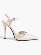 Double Strap Slingback Pointed Toe Stiletto Heels - Mary Jane Style Pumps