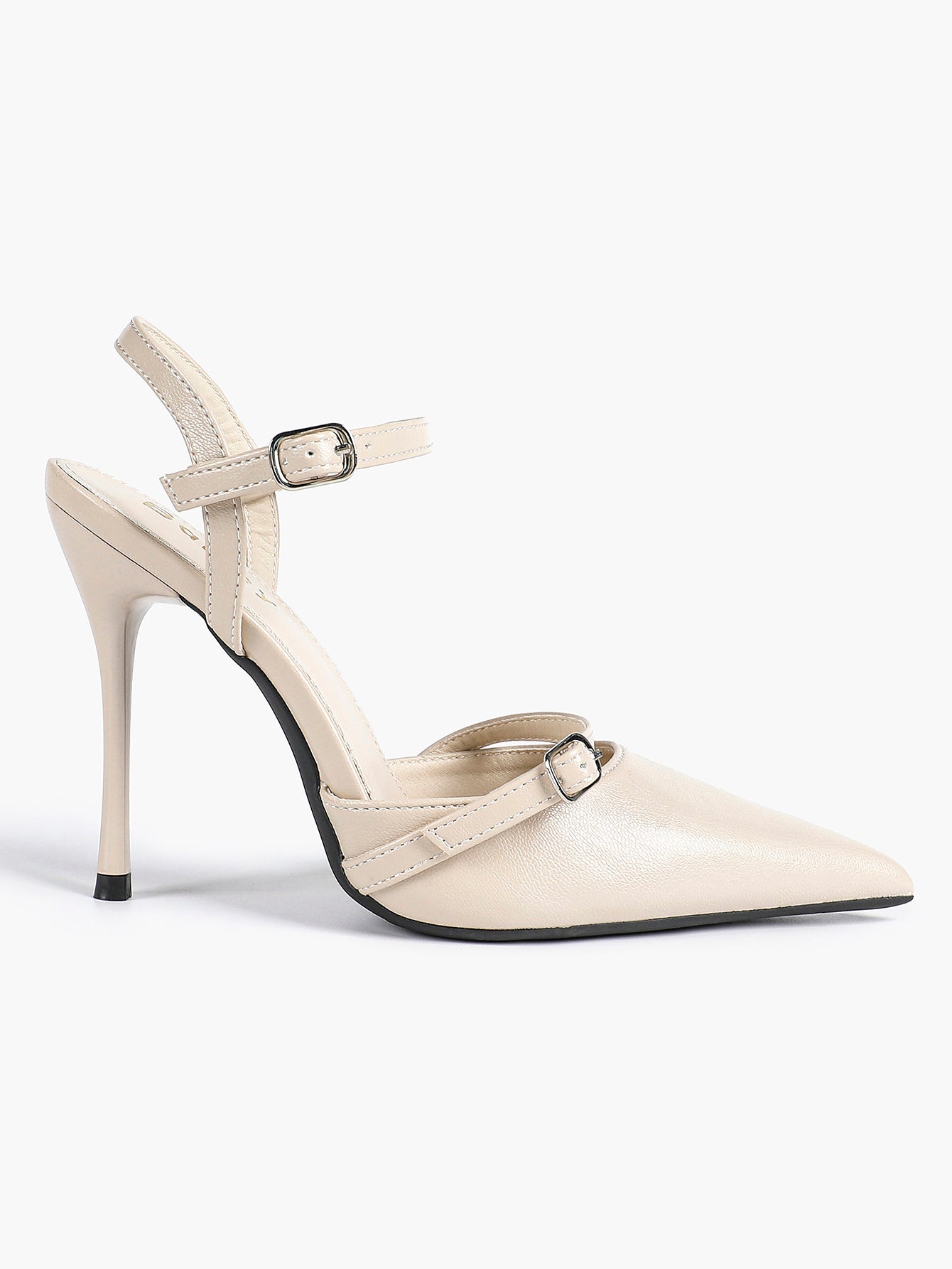 Double Strap Slingback Pointed Toe Stiletto Heels - Mary Jane Style Pumps