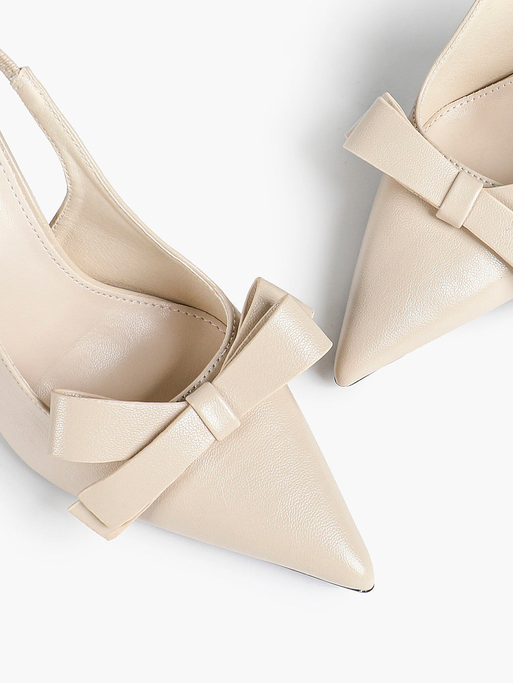 Pointed Toe Bow Detail Slingback Heels - Office Formal Evening Pumps