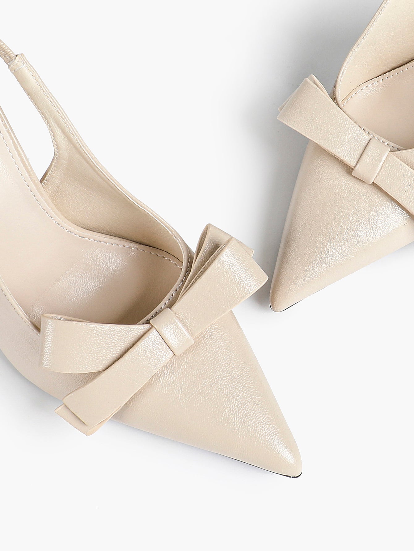 Pointed Toe Bow Detail Slingback Heels - Office Formal Evening Pumps
