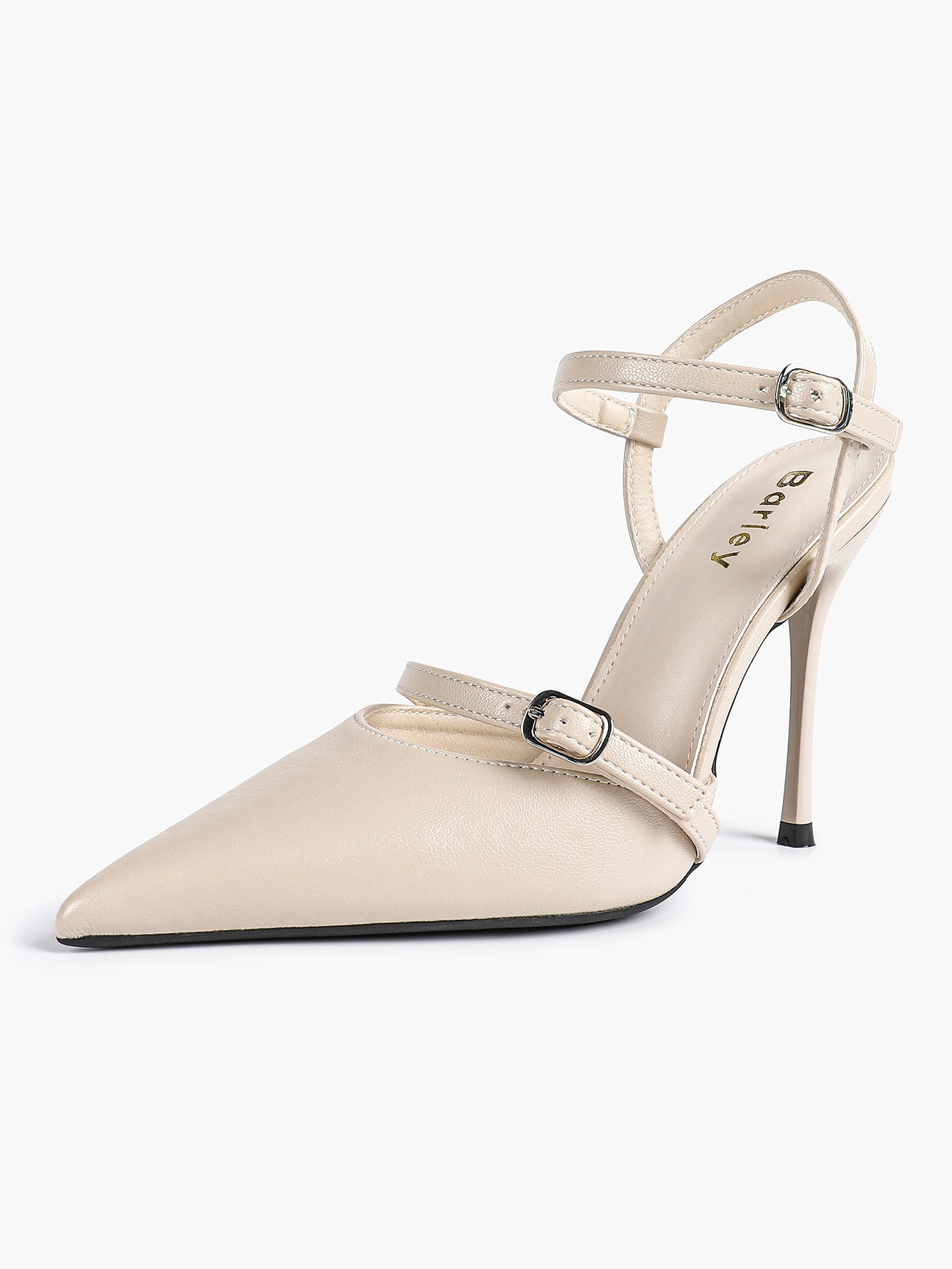 Double Strap Slingback Pointed Toe Stiletto Heels - Mary Jane Style Pumps
