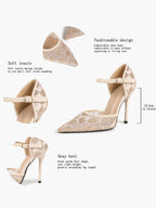 The Gilded Dream: Beige Sequin Mesh Stilettos for Elegant Evening Affairs