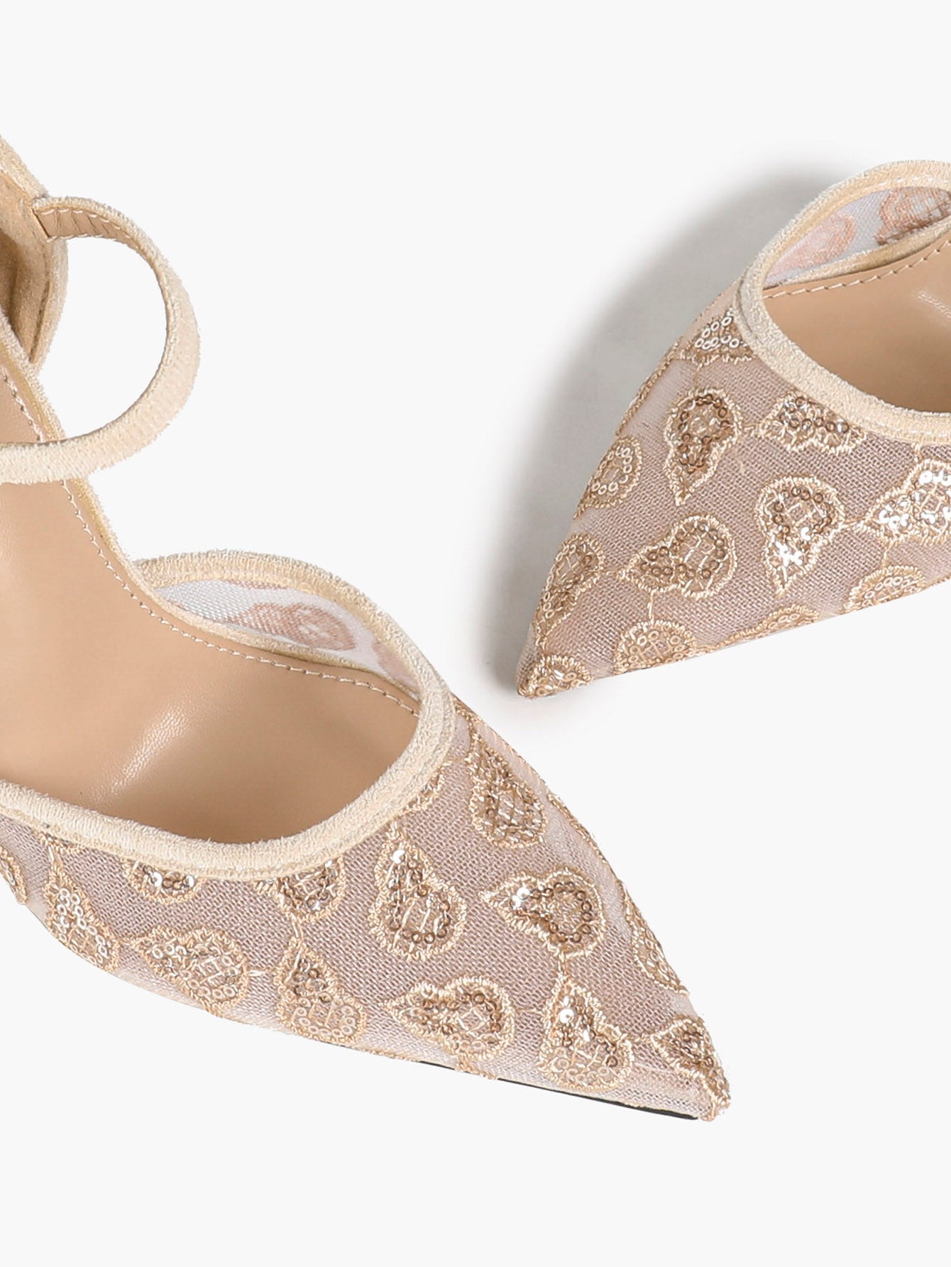 The Gilded Dream: Beige Sequin Mesh Stilettos for Elegant Evening Affairs