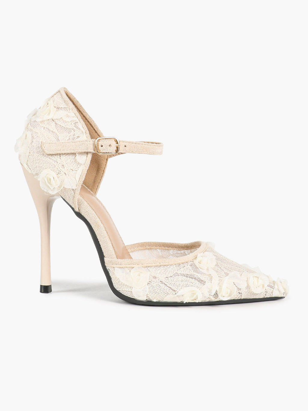 The Gilded Dream: Beige Sequin Mesh Stilettos for Elegant Evening Affairs
