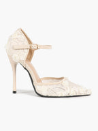The Gilded Dream: Beige Sequin Mesh Stilettos for Elegant Evening Affairs
