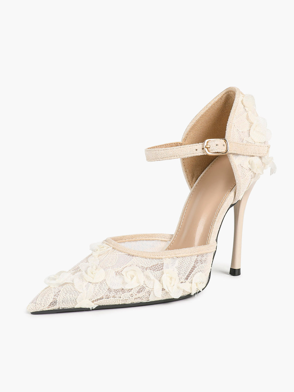 The Gilded Dream: Beige Sequin Mesh Stilettos for Elegant Evening Affairs