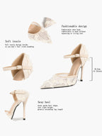 The Gilded Dream: Beige Sequin Mesh Stilettos for Elegant Evening Affairs